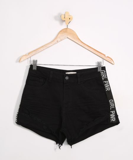 Short-Jeans-Juvenil-Destroyed-com-Estampa-Lateral--Preto-9957962-Preto_1