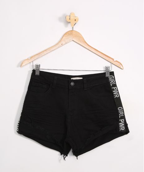 Short-Jeans-Juvenil-Destroyed-com-Estampa-Lateral--Preto-9957962-Preto_1