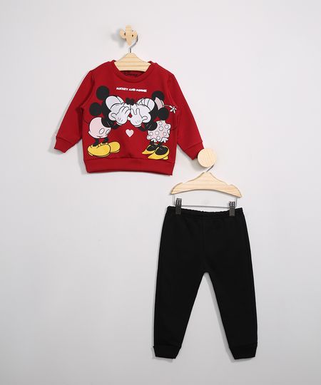 Conjunto-Infantil-de-Moletom-Blusao-Mickey-e-Minnie-Vermelho---Calca-Jogger-Preta-9976543-Preto_1