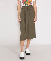 Saia-Transpassada-com-Franzido-Midi-Verde-Militar-9984615-Verde_Militar_1