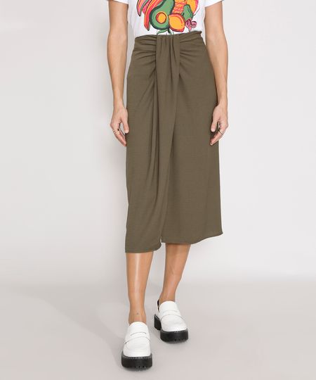 Saia-Transpassada-com-Franzido-Midi-Verde-Militar-9984615-Verde_Militar_1