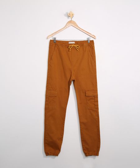 Calca-Juvenil-de-Sarja-Jogger-Cargo-Marrom-9979709-Marrom_1 Calca-Juvenil-de-Sarja-Jogger-Cargo-Marrom-9979709-Marrom_1