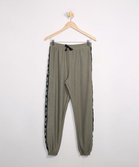 Calca-Juvenil-de-Moletom-Jogger-com-Faixa-Lateral-Verde-9981618-Verde_1
