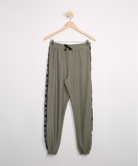 Calca-Juvenil-de-Moletom-Jogger-com-Faixa-Lateral-Verde-9981618-Verde_1