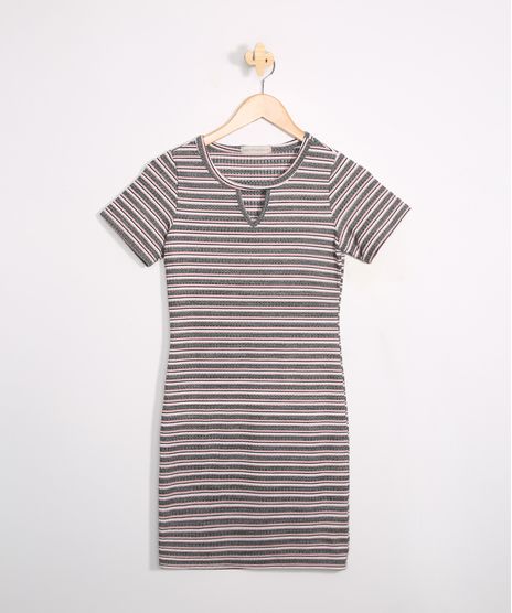 Vestido-Juvenil-Curto-Listrado-Manga-Curta-Decote-Choker-Multicor-9979425-Multicor_1