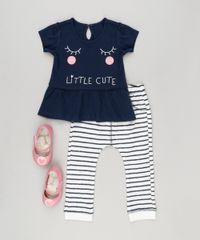 Conjunto-Infantil-de-Blusa-com-Bordado-Divertido-Manga-Curta-Azul-Marinho---Calca-Estampada-Listrada-em-Algodao---Sustentavel--Off-White-8772948-Off_White_3