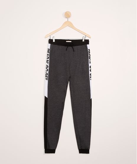 Calca-Juvenil-de-Moletom-Jogger-com-Recortes--Cinza-Mescla-Escuro-9979303-Cinza_Mescla_Escuro_1