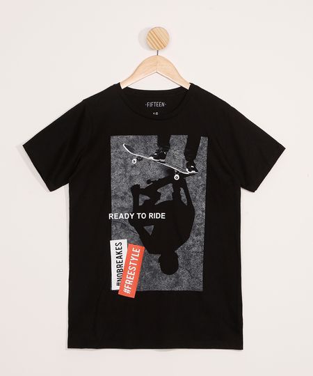 Camiseta-Juvenil-Skatista--Ready-To-Ride--Manga-Curta-Preta-9979974-Preto_1