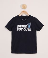 Camiseta-Infantil-Stitch--Weird-But-Cute--Manga-Curta-Azul-Marinho-9991091-Azul_Marinho_1