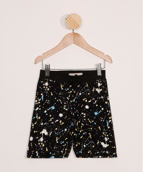 Bermuda-Infantil-de-Moletom-Street-Estampado-de-Respingos-Preto-9983768-Preto_1