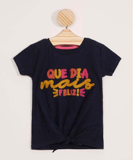 Blusa-Infantil-com-Bordado--Que-Dia-Mais-Feliz--Manga-Curta-Azul-Marinho-9978306-Azul_Marinho_1