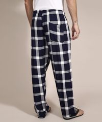 Calca-de-Pijama-em-Flanela-Estampada-Xadrez-com-Bolso-Azul-Marinho-9985165-Azul_Marinho_2