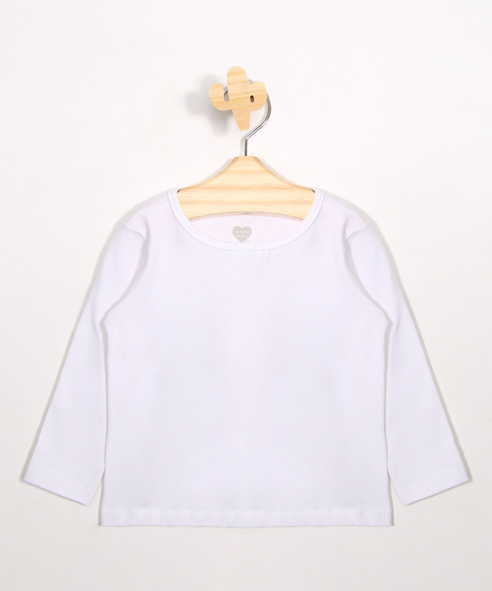 Blusa Infantil Básica Manga Longa Off White