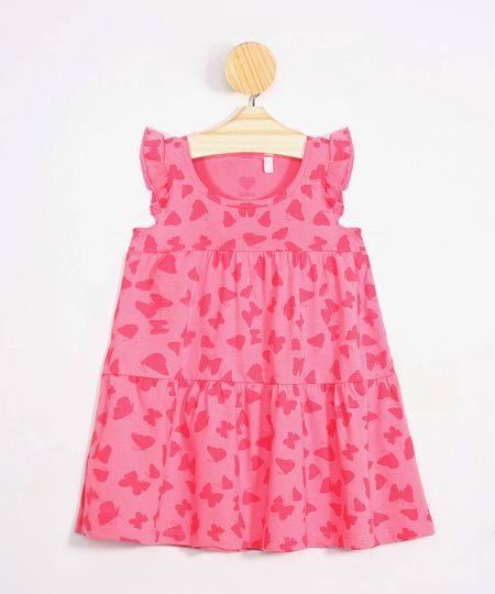 Vestido-Infantil-Estampado-de-Borboletas-com-Babados-Decote-Redondo-Pink-9979703-Pink_1