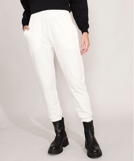 Calca-Jogger-de-Moletom-Basica-com-Bolsos-Cintura-Media-Branco-9981595-Branco_1