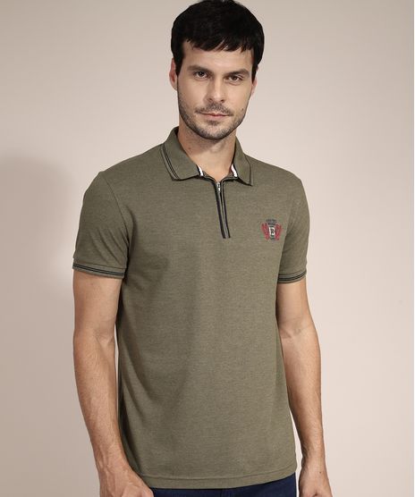 Polo-Tradicional-com-Ziper-e-Bordado-Manga-Curta-Verde-Militar-9980598-Verde_Militar_1