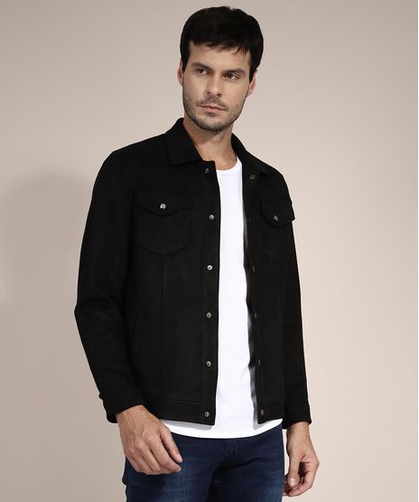 Jaqueta-Trucker-de-Suede-com-Bolsos-Preta-9526919-Preto_1