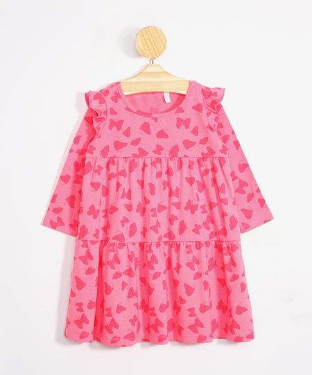 Vestido-Infantil-Estampado-de-Borboletas-com-Babados-Manga-Longa-Decote-Redondo-Pink-9981633-Pink_1
