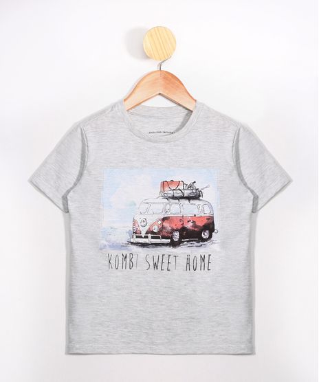 Camiseta-Infantil--Kombi-Sweet-Home--Manga-Curta-Gola-Careca-Cinza-Mescla-Claro-9976861-Cinza_Mescla_Claro_1