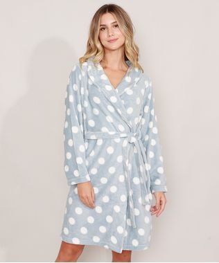 Roupao-de-Fleece-Estampado-de-Poa-com-Faixa-para-Amarrar-Azul-Claro-9836392-Azul_Claro_1
