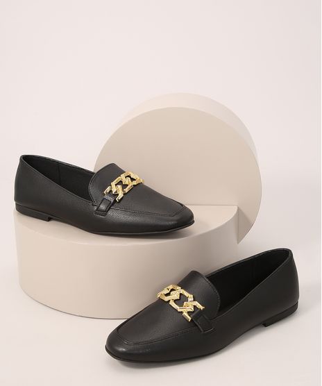 Mocassim-Feminino-Bico-Quadrado-com-Corrente-Oneself-Preto-9991883-Preto_1