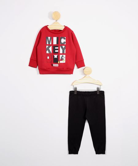 Conjunto-Infantil-de-Moletom-Blusao-Mickey-Vermelho---Calca-Jogger-Preto-9976213-Preto_1