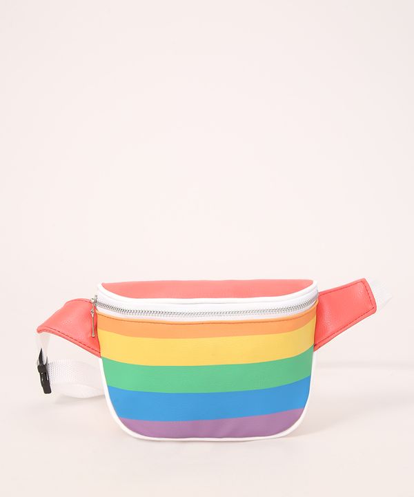 Pochete Masculina Pride com Alça Estampada Arco-Íris Multicor Único