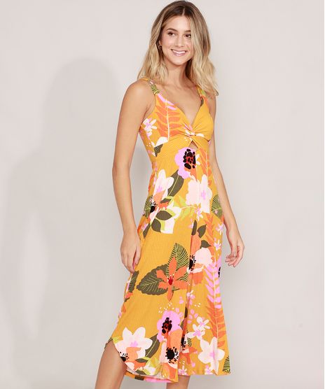 Macacao-Pantacourt-Estampado-Floral-com-Torcao-e-Vazado-Alca-Media-Amarelo-9984609-Amarelo_1