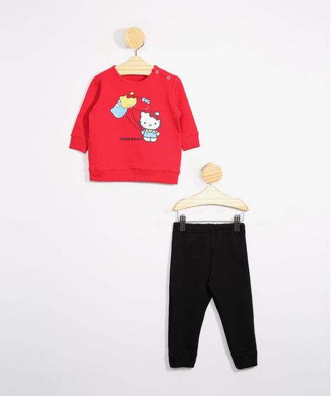 Conjunto-Infantil-de-Moletom-Blusao-Hello-Kitty-Vermelho---Calca-Jogger-Preto-9979667-Preto_1