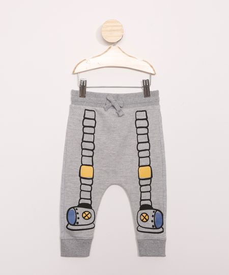 Calca-Infantil-de-Moletom-Jogger-Estampada-Robo-Cinza-Mescla-9976326-Cinza_Mescla_1