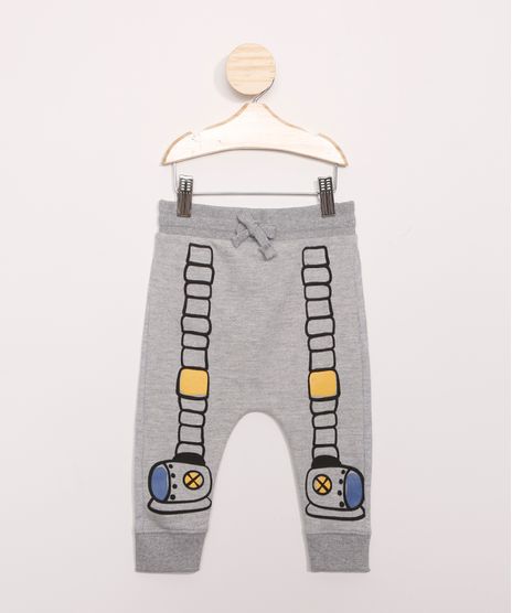 Calca-Infantil-de-Moletom-Jogger-Estampada-Robo-Cinza-Mescla-9976326-Cinza_Mescla_1
