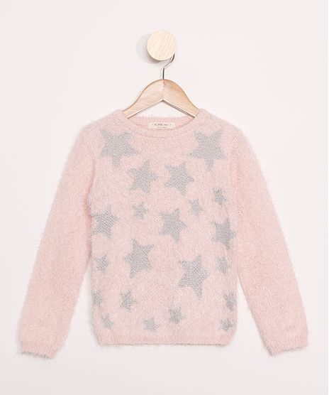 Sueter-Infantil-de-Trico-Estampado-de-Estrelas-Rosa-9972058-Rosa_1