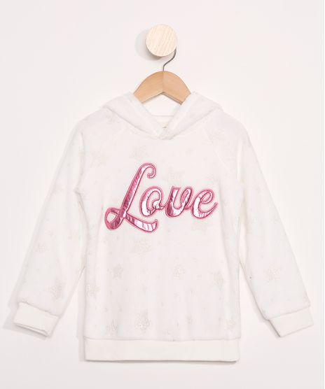 Blusao-Infantil-de-Fleece--Love--Estampado-de-Estrelas-com-Capuz-Off-White-9972044-Off_White_1