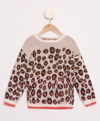 Sueter-Infantil-de-Trico-Estampado-Animal-Print-de-Onca-Rosa-Claro-9806580-Rosa_Claro_1