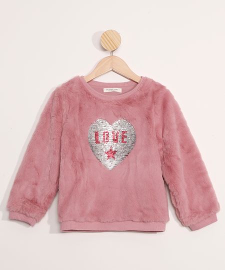Blusao-Infantil-de-Pelo--Love--com-Paetes-Dupla-Face-Rosa-9972178-Rosa_1