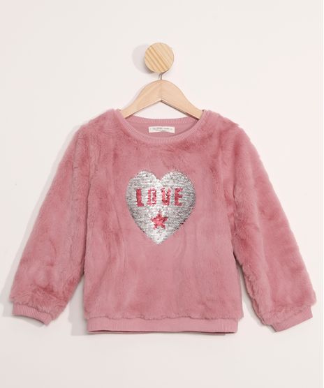 Blusao-Infantil-de-Pelo--Love--com-Paetes-Dupla-Face-Rosa-9972178-Rosa_1