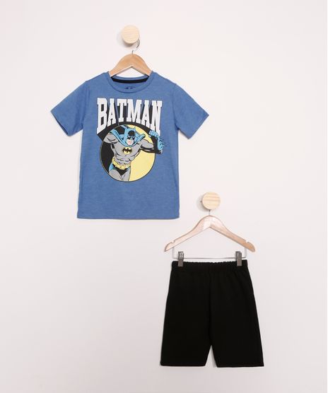Conjunto-Infantil-de-Camiseta-Manga-Curta-Batman-Azul---Bermuda-Preto-9979110-Preto_1