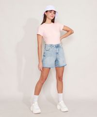 Camiseta-Cropped-Canelada-com-Bordado--Exhausted--Manga-Curta-Decote-Redondo-Rosa-Claro-9983364-Rosa_Claro_3