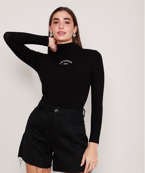 Blusa-Canelada-com-Bordado--Los-Angeles--Manga-Longa-Gola-Alta-Preta-9981268-Preto_1