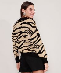Sueter-Amplo-de-Trico-Estampado-Animal-Print-Zebra-Decote-Redondo-Bege-9811711-Bege_2