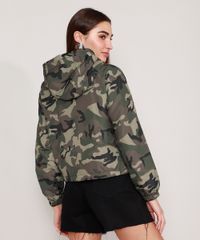 Jaqueta-Corta-Vento-de-Nylon-Camuflada-com-Capuz-e-Bolsos-Verde-Militar-9967486-Verde_Militar_2
