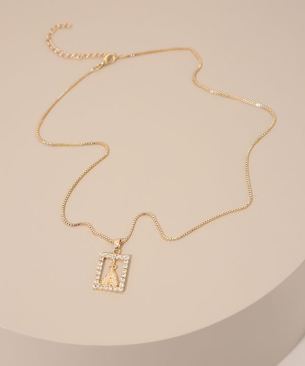 Colar Feminino com Pingente da Nossa Senhora Dourado Único