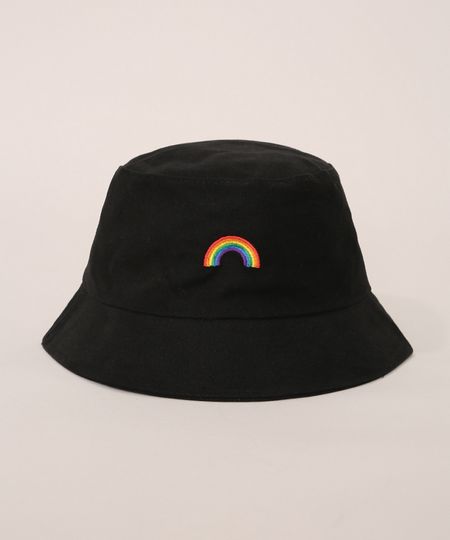 Bucket-Hat-Masculino-com-Bordado-Arco-Iris-Preto-9973360-Preto_1