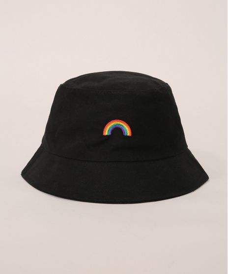Bucket-Hat-Masculino-com-Bordado-Arco-Iris-Preto-9973360-Preto_1