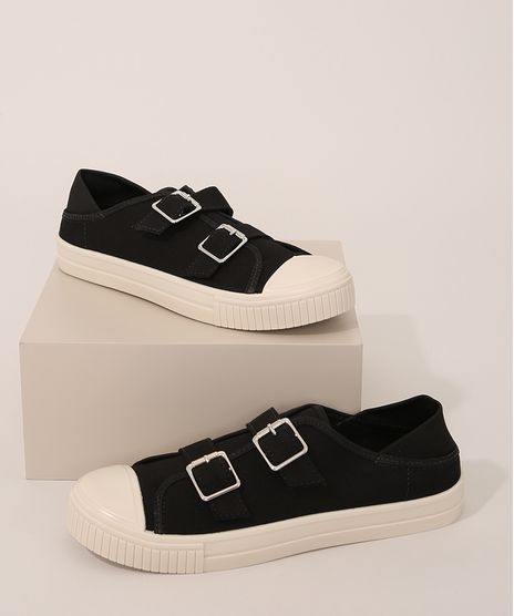 Tenis-de-Lona-Feminino-com-Fivela-Moleca-Preto-9981840-Preto_1