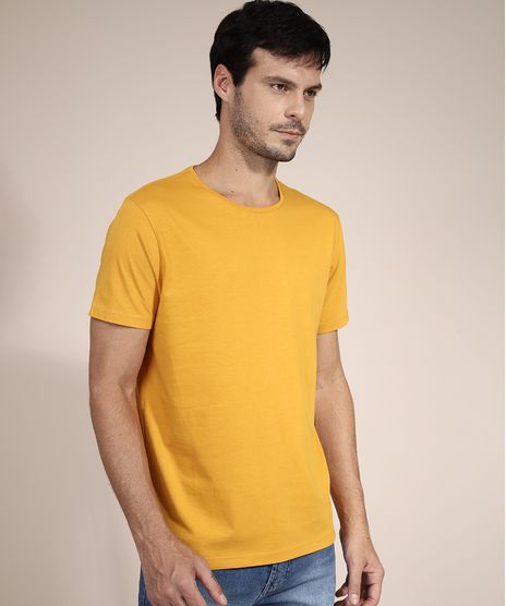 Camiseta-Masculina-Basica-Manga-Curta-Gola-Careca-Mostarda-8472740-Mostarda_1