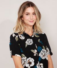 Camisa-Feminina-Ampla-Estampada-Floral-Manga-Curta-Preta-9976357-Preto_6