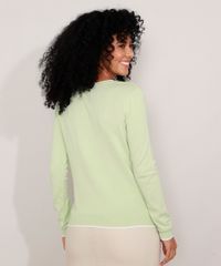 Sueter-de-Trico-Feminino-Basico-Bicolor-Decote-Redondo-Verde-Claro-9325451-Verde_Claro_2