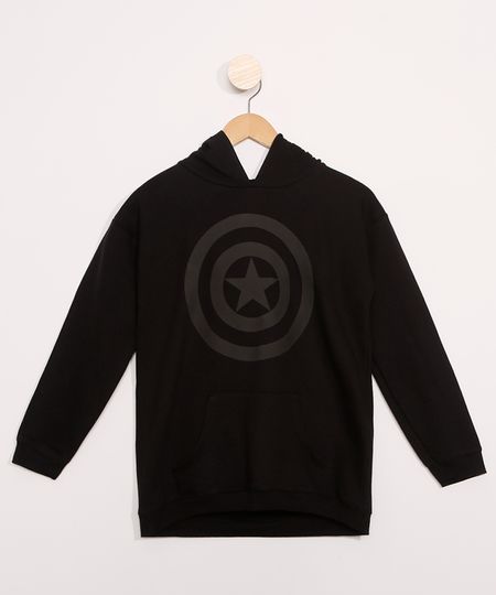 Blusao-Juvenil-de-Moletom-Capitao-America-com-Capuz-Preto-9981004-Preto_1