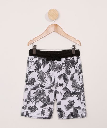 Bermuda-Infantil-de-Moletom-Estampada-de-Folhagem-Off-White-9969287-Off_White_1